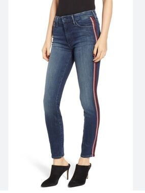 Mother Denim High Waisted Looker Jeans in Here Kitty Kitty Glitter Racer 26